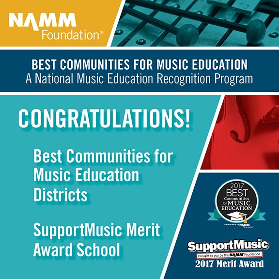 Congratulations to the @kiskibands (Kiski Area School District) on being named as a <a href="/NAMMFoundation/">The NAMM Foundation</a> Best Community for Music Education!