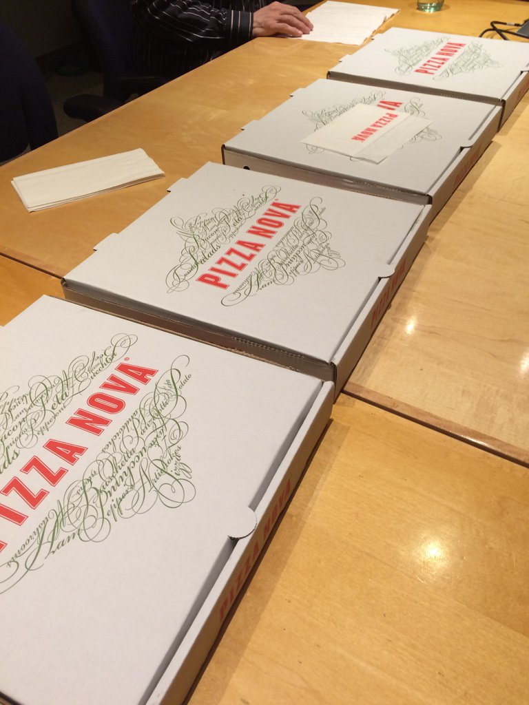 Pizza from <a href="/PizzaNova/">Pizza Nova</a>  for my coworkers. Happy to support @VarietyVillage #ThatsAmore ❤️