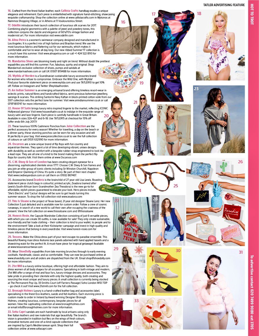 Bronagh_Holmes's tweet photo. Nice little feature in June's issue of @TatlerUK -  "Hot to Trot" with Alana, Aiva &amp; Aura in stunning Scarlet leather. ❤️ https://t.co/7ETpfDfEVY