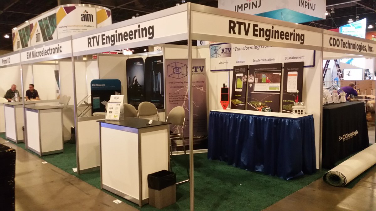 Set up and ready to roll at #RFIDLIVE <a href="/RTVEngineering/">RTV Engineering</a> in the <a href="/AIM_Inc_/">AIM</a>  pavilion  booth 412A stop by to see what is new this year !!!