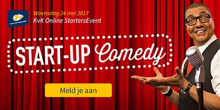 KVK_NL's tweet photo. Belastingen, administratie en rechtsvormen saai? Welnee. Volg 24 mei het programma Start-up comedy https://t.co/GcCB1xg0Bn #starten https://t.co/t33oAvhumB