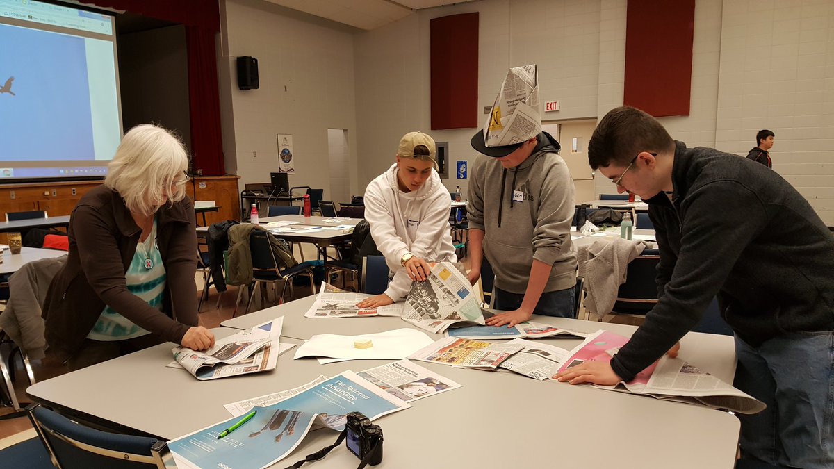 ms_charron's tweet photo. Making compost liner "hats" at Environmental Stewardship and Collaboration Day! @ocdsb @EricBetteridge #envirOcdsb https://t.co/P1EqGdKn8y