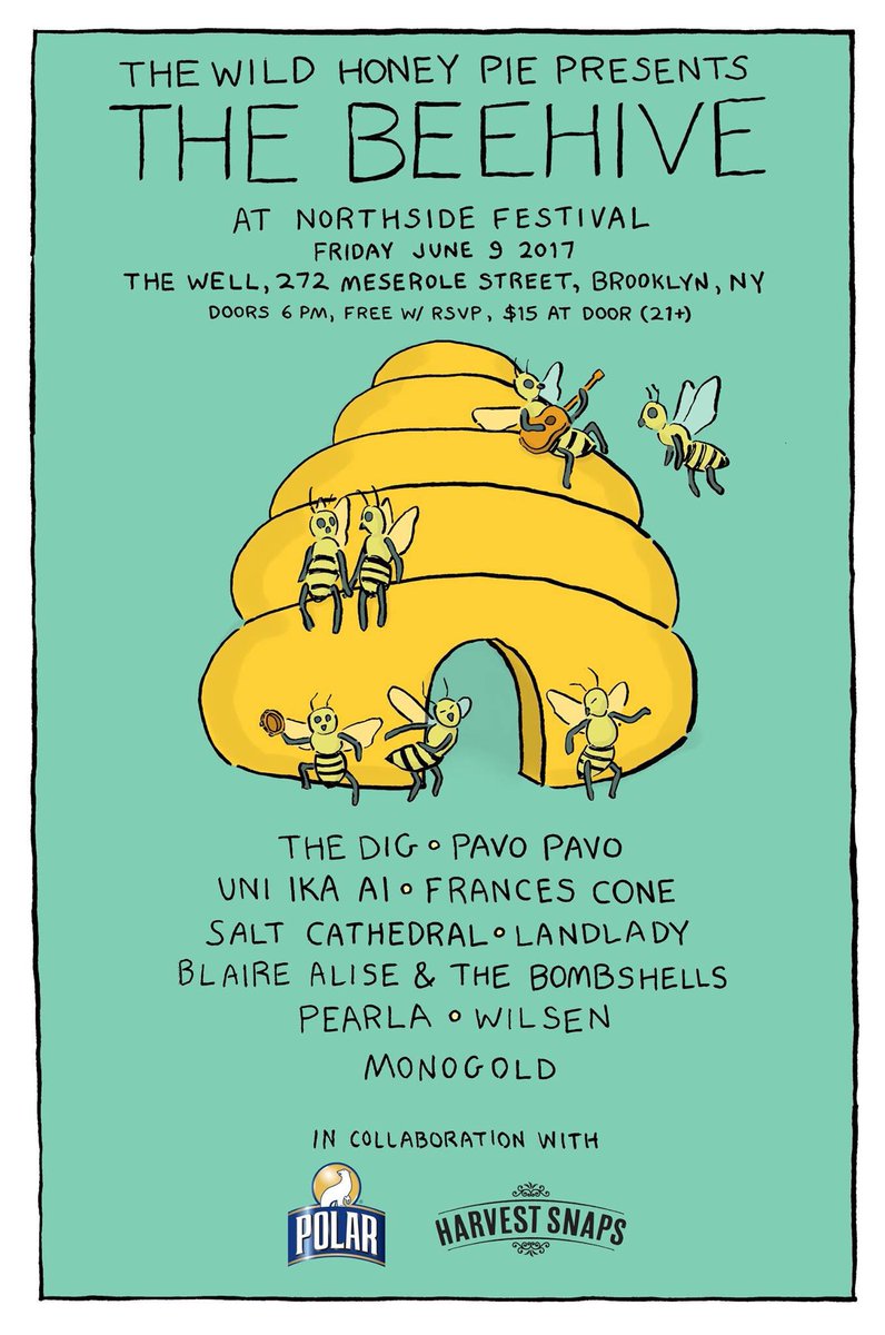 Gotta great one coming up on our calendar - <a href="/thewildhoneypie/">The Wild Honey Pie</a> showcase at <a href="/NorthsideFest/">Northside Festival</a> on 6/9 🐝🐝🐝