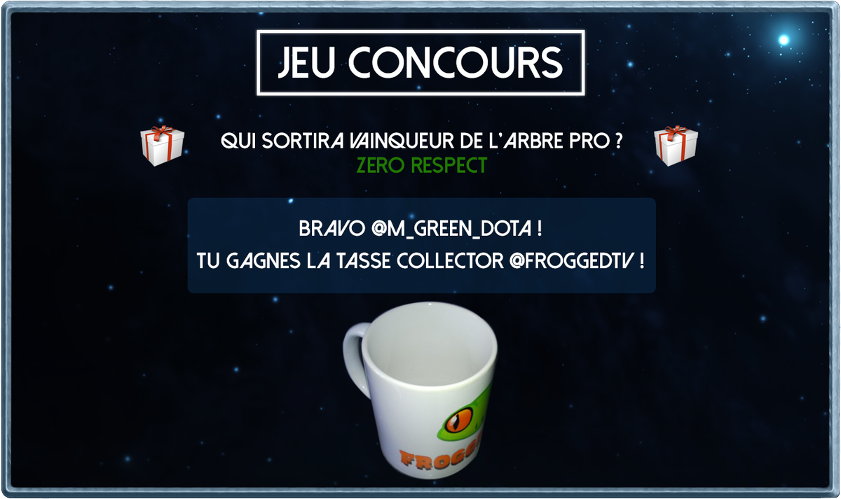 FroggedTV's tweet photo. 🎁Félicitation à @m_green_dota qui remporte la fameuse tasse collector @FroggedTV 🎉
#ftvMajor https://t.co/HtNw02iM8U