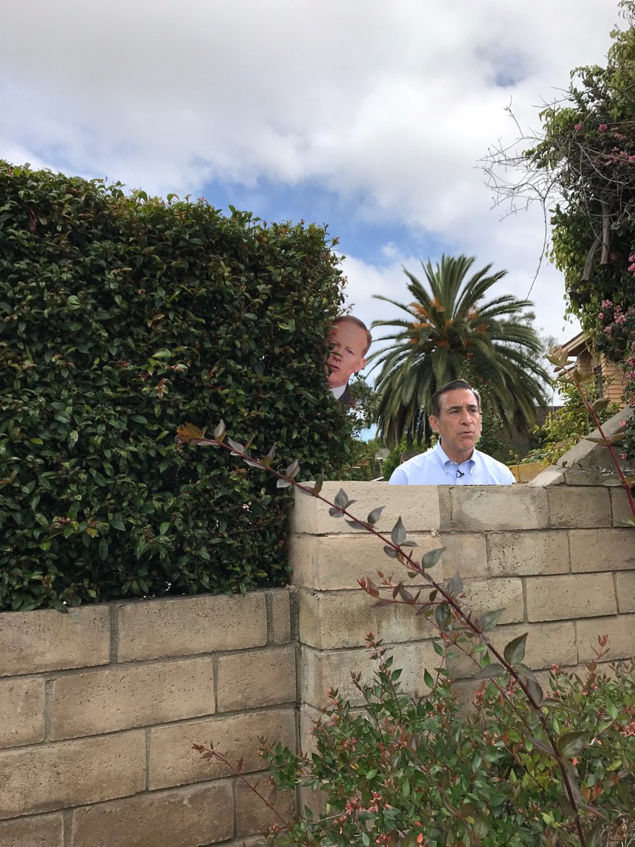 speechwithease's tweet photo. "Hey Spicey, do you think it's safe to walk out in public yet?"
"Sure it is @DarrellIssa . You go first." #SeanSpicer & #LyingIssa hiding. https://t.co/weayqT0sch
