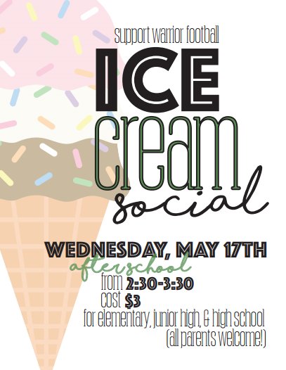 Stop by the breezeway tomorrow after school to enjoy some Thrifty Ice Cream served by the Warrior Football Team! Only $3! #bestdealintown