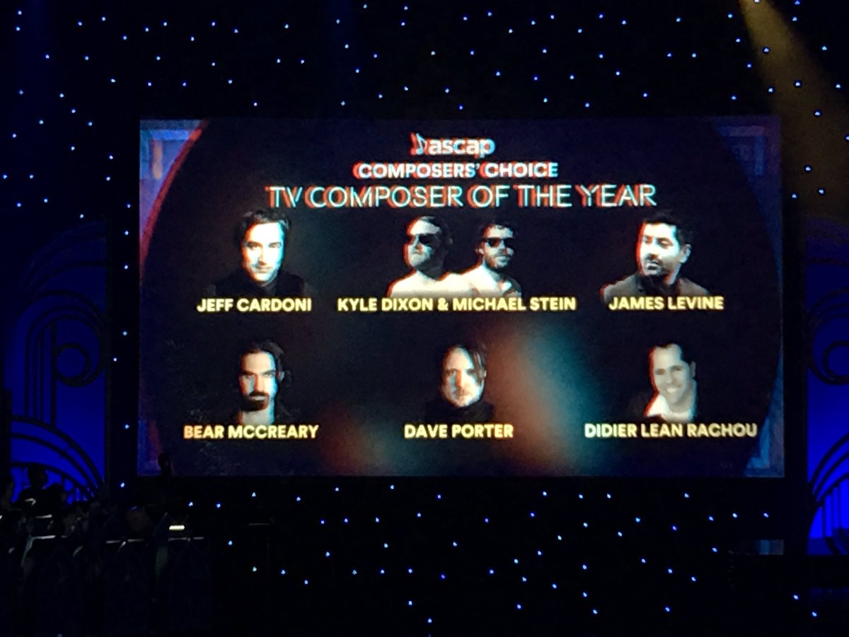 We are so proud to rep <a href="/DavePorterMusic/">Dave Porter</a>, Kyle Dixon (@prrrple) &amp; Michael Stein of this year's <a href="/ASCAP/">ASCAP</a> TV Composers of the Year. #ascapscreen