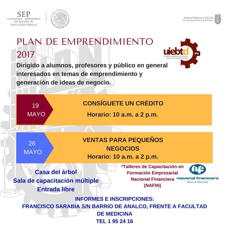 CesarGlezH's tweet photo. No te lo pierdas! #IPN @joelmo2003 @NafinOficial @IncubadoraIPN  aparta tu lugar tel 1953416 https://t.co/m6BArLwqE8
