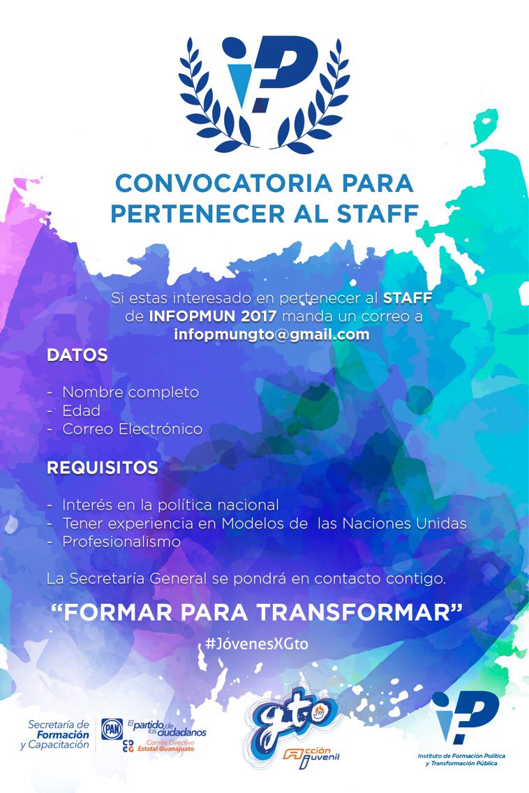 AJGuanajuato's tweet photo. ¿Quieres ser parte nuestro staff en el MUN? ¡Regístrate! #InfopMUN #JóvenesXGto https://t.co/O76GgrLGxY