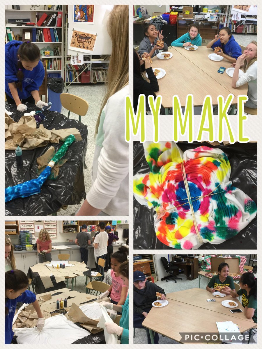__Huckleberry's tweet photo. @MUCCPride #MYMAKE wraps up a creative year with tie dye and pizza! Can't wait to see how these shirts turn out!!! https://t.co/k1dTt19SFg