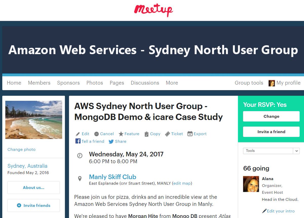 CloudTenAus's tweet photo. Join us at the AWS Sydney North User Group on May 24th with @MongoDB and @icareNSW.  https://t.co/RZFwQViX56 #sydneytech #awsanz #cloudanz https://t.co/SDqtunLcoh