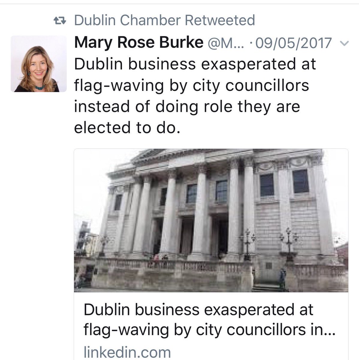 Irishchutzpah's tweet photo. .@DubCham aren't enamoured by Pal flag @DubCityCouncil either Makes sense with 1.5 billion trade Ireland/Israel &amp; tech &amp; cyber security huge https://t.co/CqmQIudJ1u