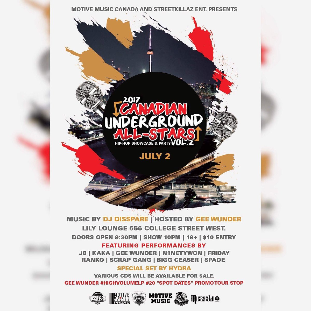 GeeWunder's tweet photo. July 2nd 2017
@MotiveCanada & @STREETKILLAZ04 PRESENT:
#CanadianUndergroundAllStars2
https://t.co/2oogNrSw5c
#HighVolumeLP Promo Tour
