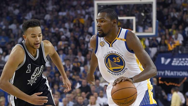 SPORTalkDubs's tweet photo. Game 2 tips off on ESPN at 6PM PT as the Dubs look to go up 2-0 on the Spurs. Follow and discuss @ https://t.co/1rqY6JWxHR https://t.co/GIgv3qAylR