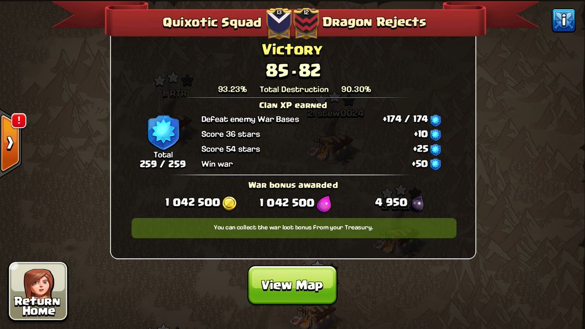 Well we match them right after our CWL match. Got the victory in round 2 too. 🌚🔥
GG <a href="/Dragon_Rejects/">Dragon Rejects</a> 👏