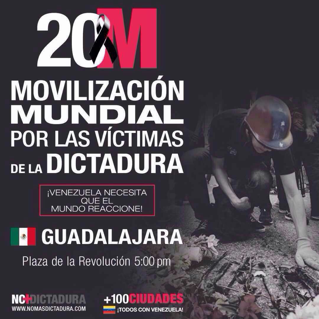 jonathanmaza's tweet photo. ¡Venezuela 🇻🇪 nos necesita! Participemos en la Movilización Mundial por las Víctimas de la Dictadura. 20 de mayo en GDL y CDMX #20M https://t.co/ITvnwgRmI1