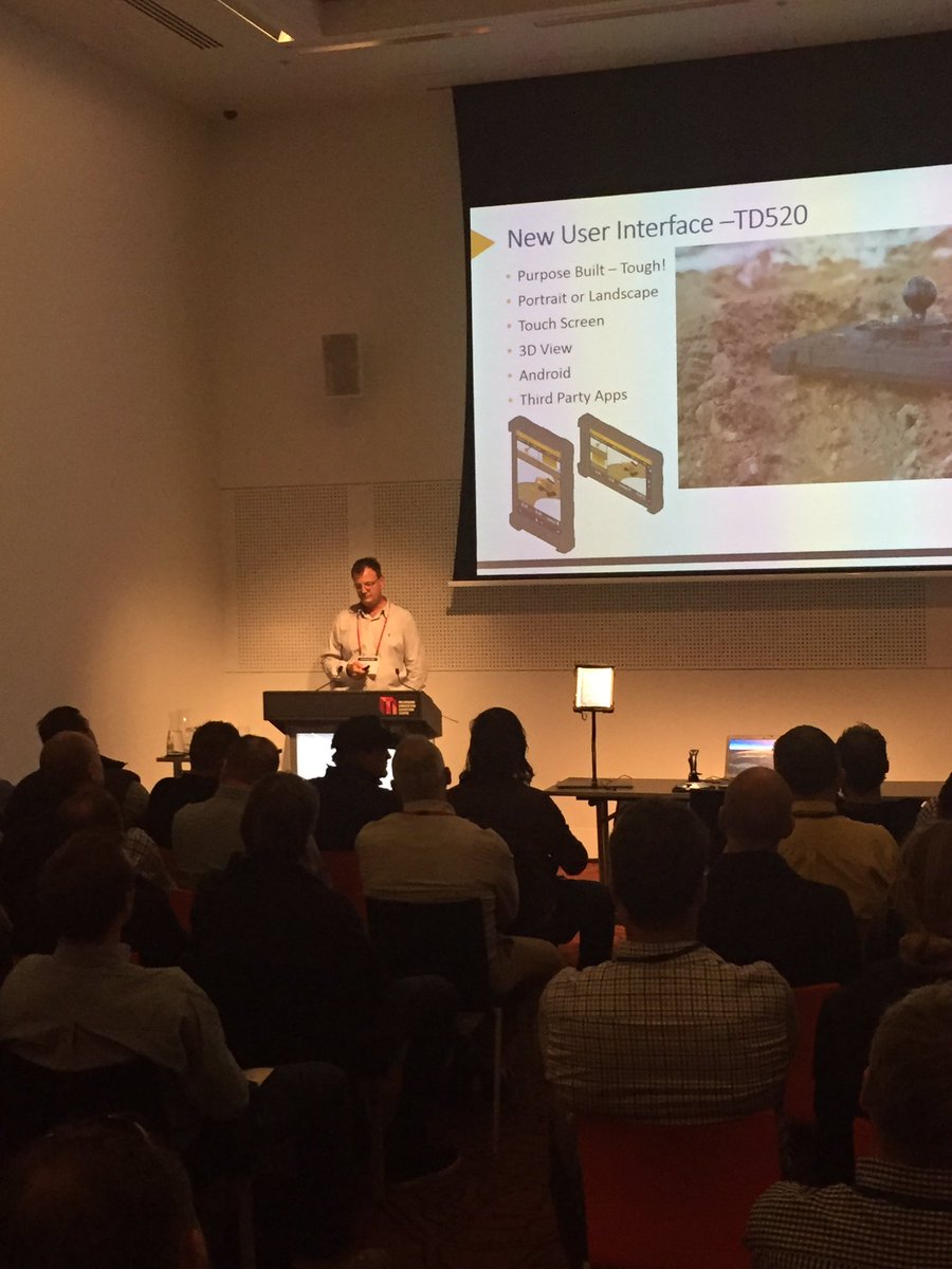 Brent Daniel presenting the Trimble Earthworks NextGen to a full house <a href="/TransformUC/">Transform 2017</a> in Melbourne