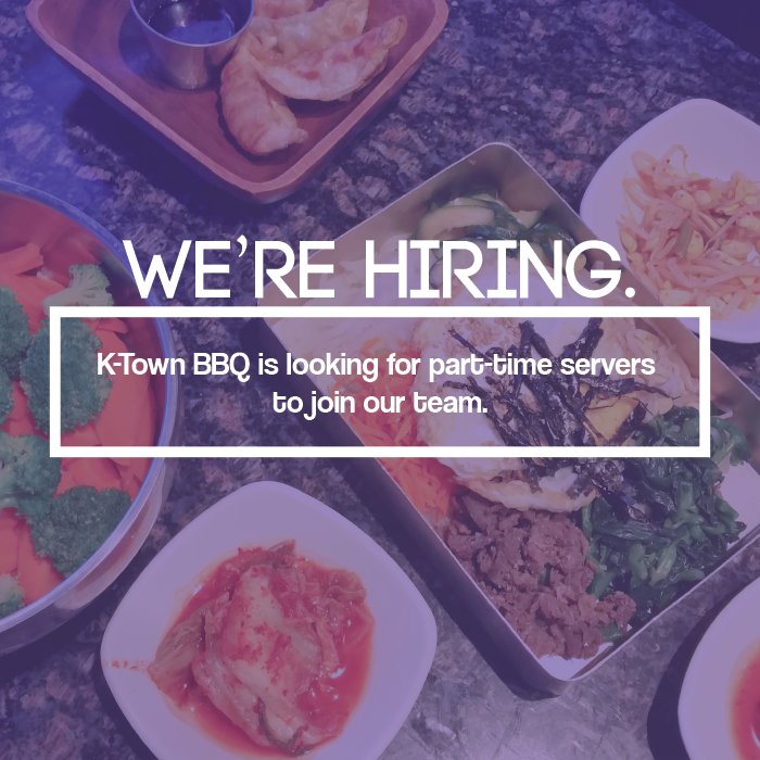ktownbbq's tweet photo. Do you like working in a fast-paced environment? Do you love interacting with people? Apply online here! :) https://t.co/WCYfYITQQP https://t.co/n8NhjOItfs