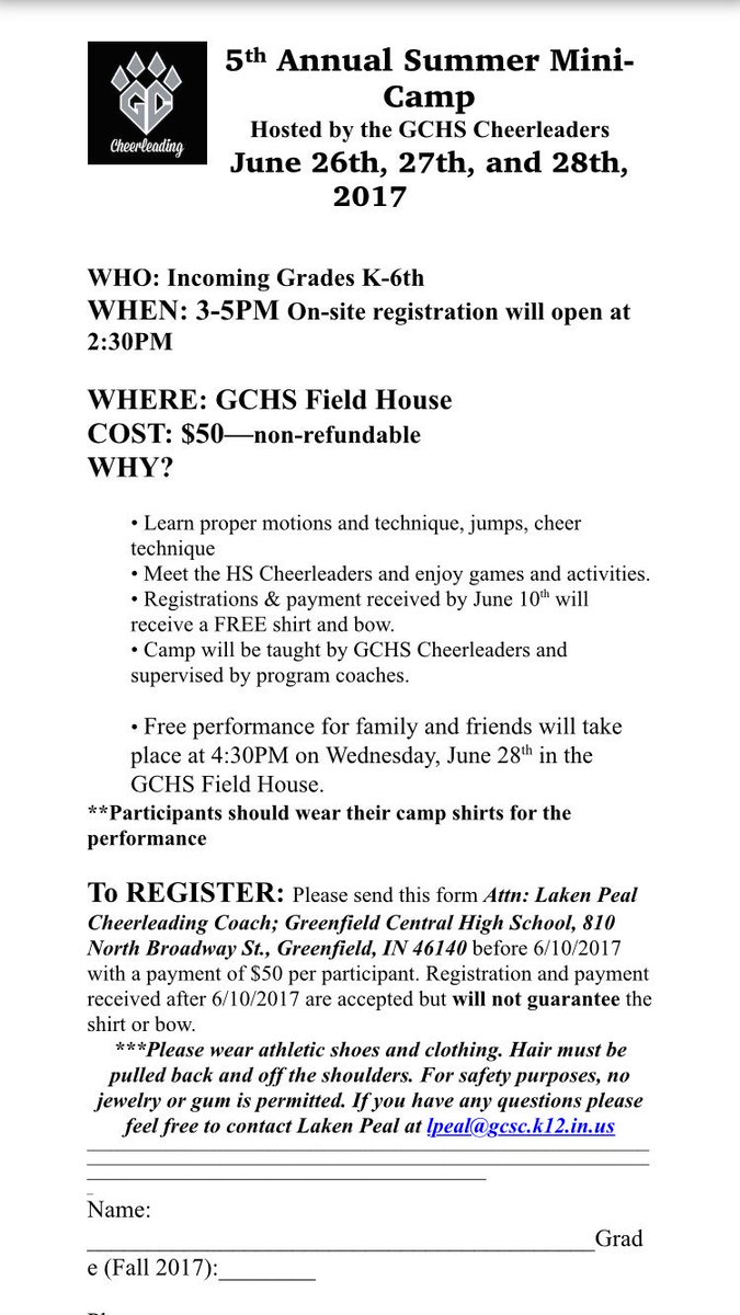 Summer Cheerleading Mini Camp: