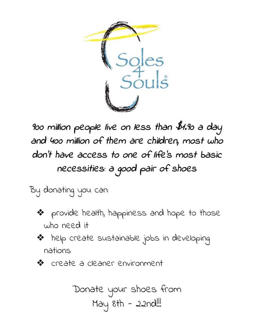 hp_snhs's tweet photo. PLEASE donate gently used shoes!! anything will make a difference! @HighPointSTEM @JonTallamy @HPRwildcats @AmyLibrizzi @DeodinoWildcats https://t.co/kiSXLBZUxg