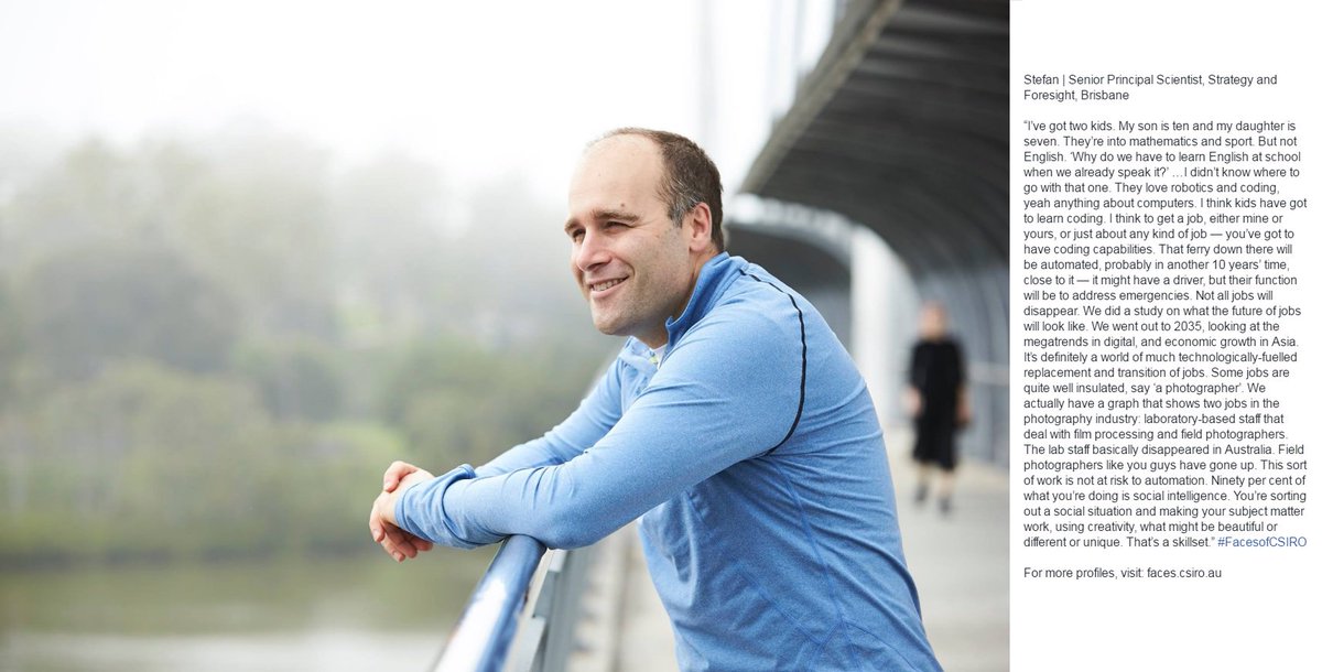 CSIRO's tweet photo. Stefan | Senior Principal Scientist, Strategy &amp; Foresight, @Data61news: “I think kids have got to learn coding..." #FacesofCSIRO https://t.co/f8ZlpOBFpU
