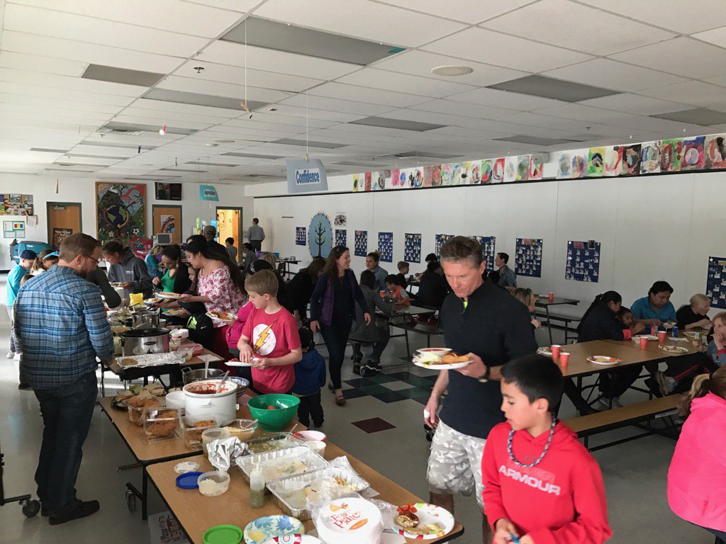 UBEHawks's tweet photo. UBE 5th grade families get together for a potluck to celebrate their cultures.  Food, games, and stories were shared https://t.co/iYDXFcbOY1