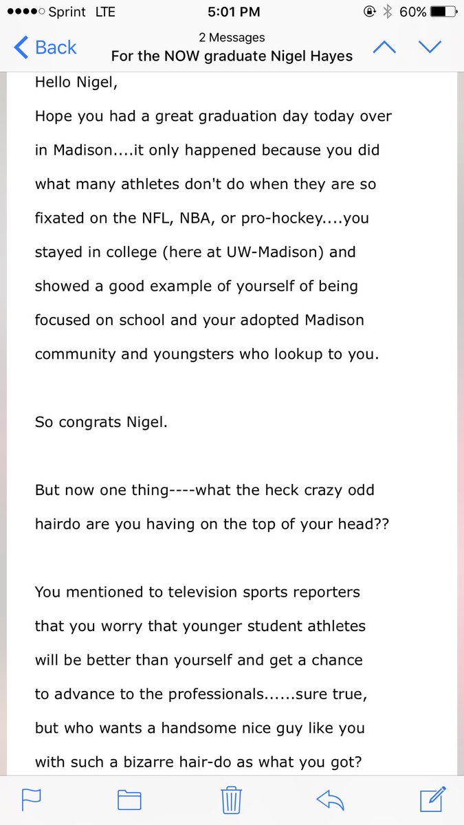 NIGEL_HAYES's tweet photo. I guess a black male's naturally dreaded hair in a ponytail isn't fit for NBA teams/communities. As well as, it seems, professional society. https://t.co/9zdnyygyR9
