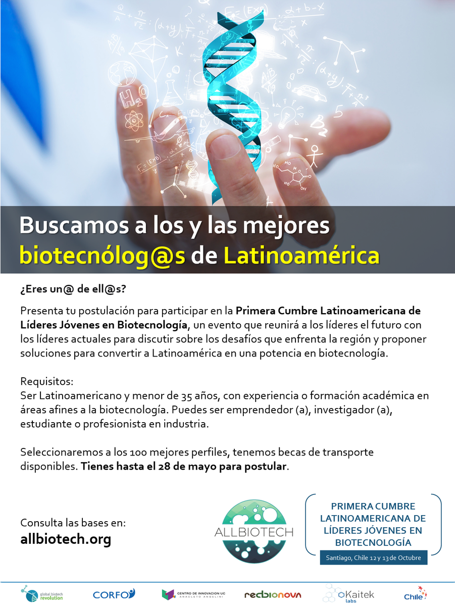 ADNDaniel's tweet image. @BIOLATAM 
Buscamos a l@s futur@s líderes de la #biotecnología en #Latinoamerica
@all_biotech 

goo.gl/UjBQvb
