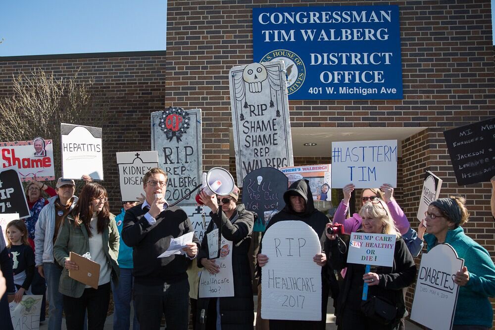 LenaweeIndivis's tweet photo. Pics from the rally @RepWalberg 's office last night. #NoAHCA #lasttermtim @IndivisibleTeam https://t.co/MqxAx020Ul 📷Anne Savage https://t.co/fsoPHxm7jg