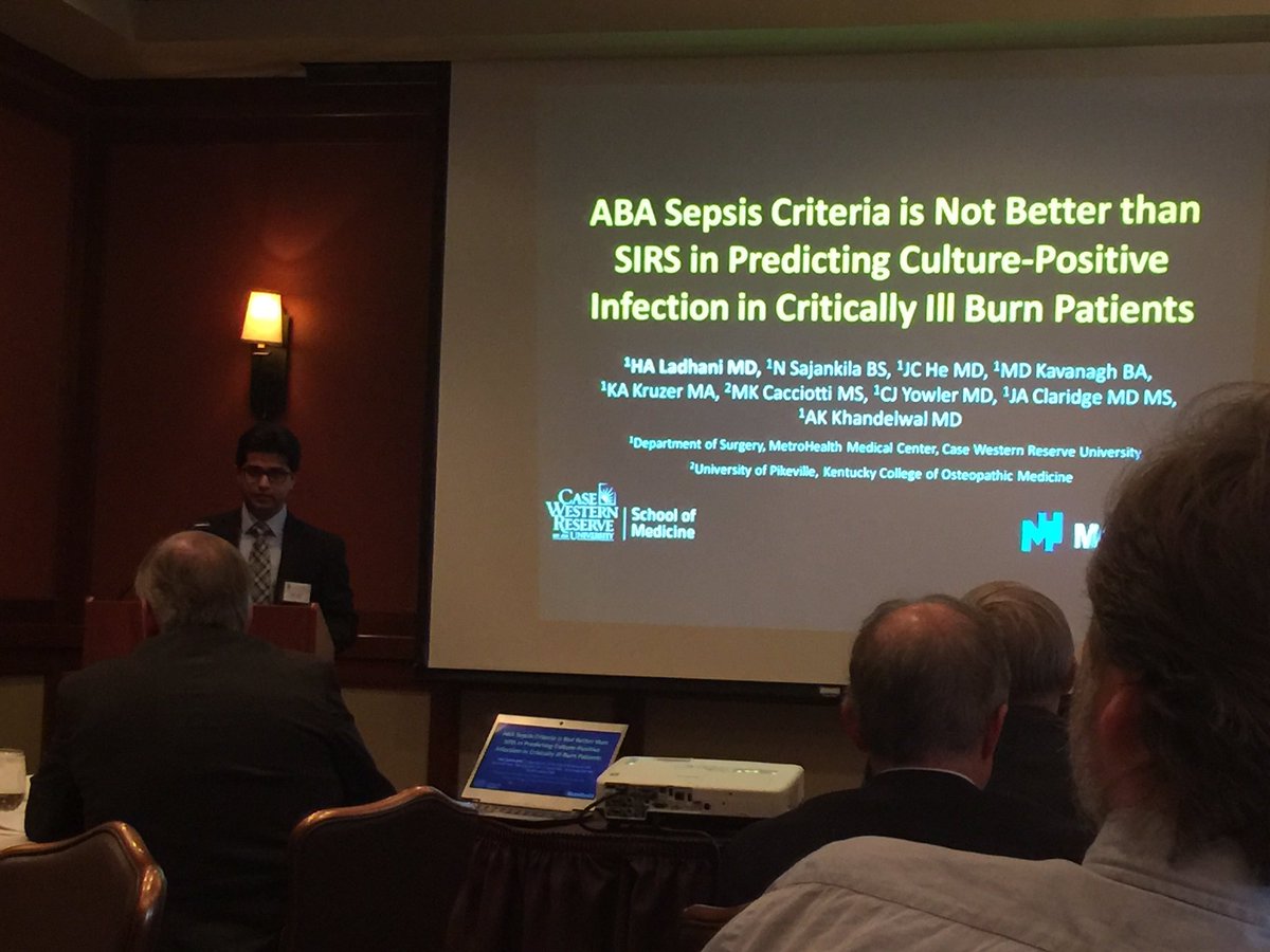 Well done @HLadhaniMD presenting on ABA vs SIRS Criteria for infection  <a href="/CleveSurg/">Cleveland Surgical</a> <a href="/metrohealthCLE/">MetroHealth</a>