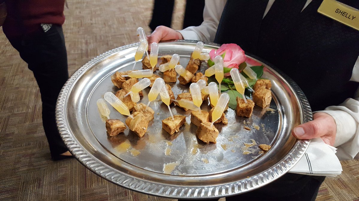 ClimateVogel's tweet image. They have pineapple chicken shots at the @AdaptationForum #NAF2017 Wow!