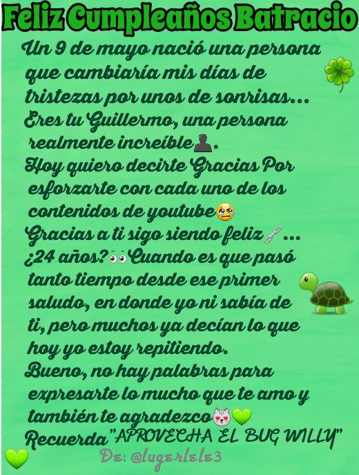 Lugerlele's tweet photo. No sabes cuanto te amo, y cuanto haces cambiar mis días con tus vídeos😢💚
Sigue haciendo lo que amas🐢😻 @WillyrexYT #GrowingUpWithWilly https://t.co/ps50pkdNiE