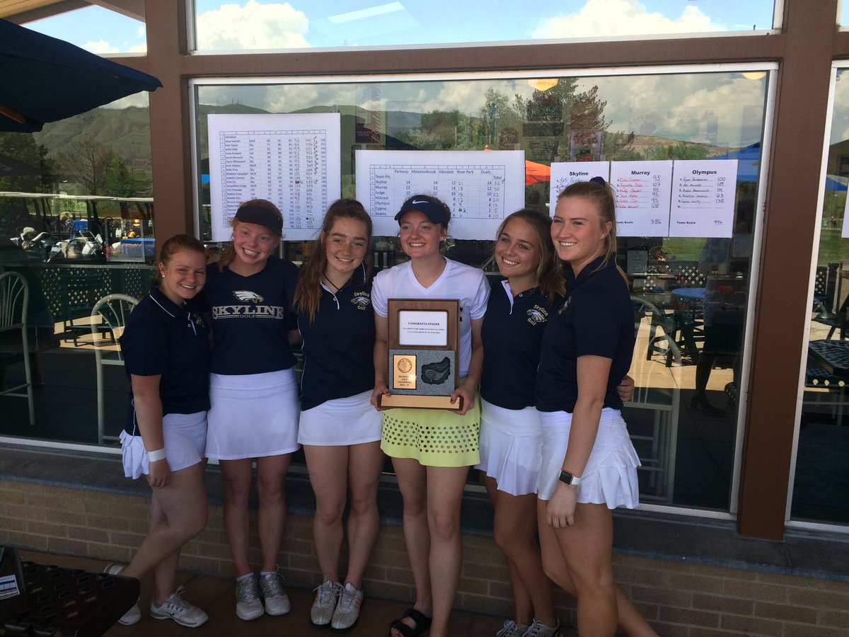 SkylineHS's tweet photo. Skyline Girl's Golf just began Region 6 Golf Champions. Way to play Eagles. Next is State. https://t.co/hzhMgvtc5U