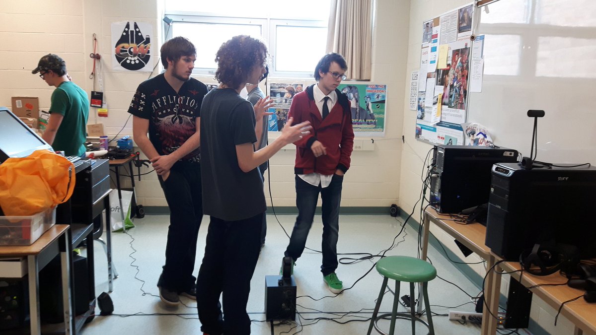 CoSlashLabs's tweet photo. Our dev team checking out our newly implemented VR environment! #VR #Blender3d #Unity #UGDSB @ugdsb @SteamVR @unity3d https://t.co/JkGW8WGRyz