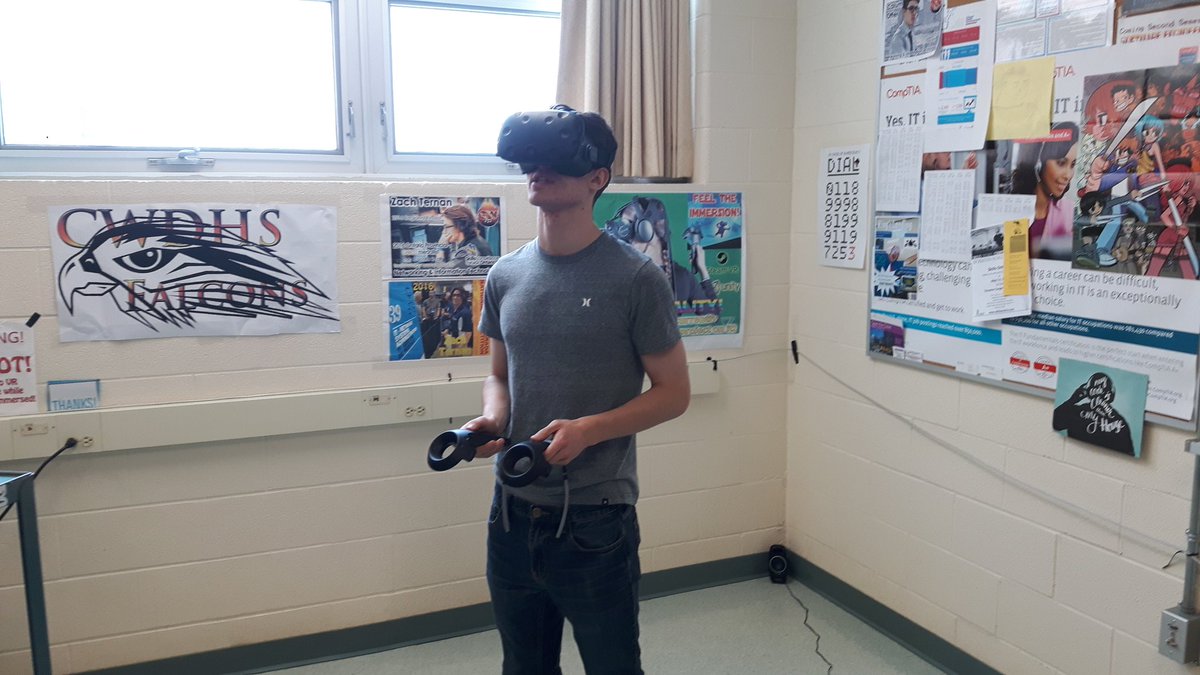 CoSlashLabs's tweet photo. Our dev team checking out our newly implemented VR environment! #VR #Blender3d #Unity #UGDSB @ugdsb @SteamVR @unity3d https://t.co/JkGW8WGRyz