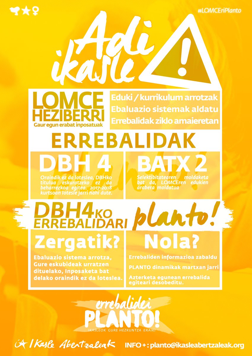 IASozialista's tweet photo. Lehen errebalidak: ikasgelak hutsik eta ikasleak beste behin kalean! Sakanak bezala, Euskal Herriak #LOMCEriPlanto! https://t.co/ggPd4HGYD4