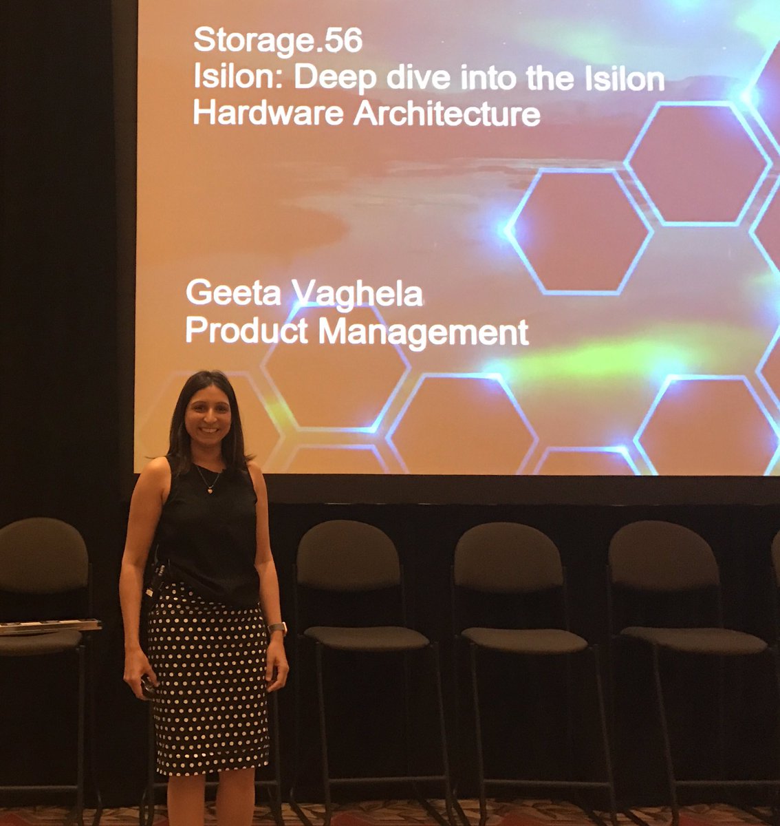 BisMishra's tweet photo. Don't miss @geetavaghela deep-dive into the new generation of #Isilon hardware at Palazzo L. @DellEMCStorage #DellEMCWorld https://t.co/uidC2CxHYw