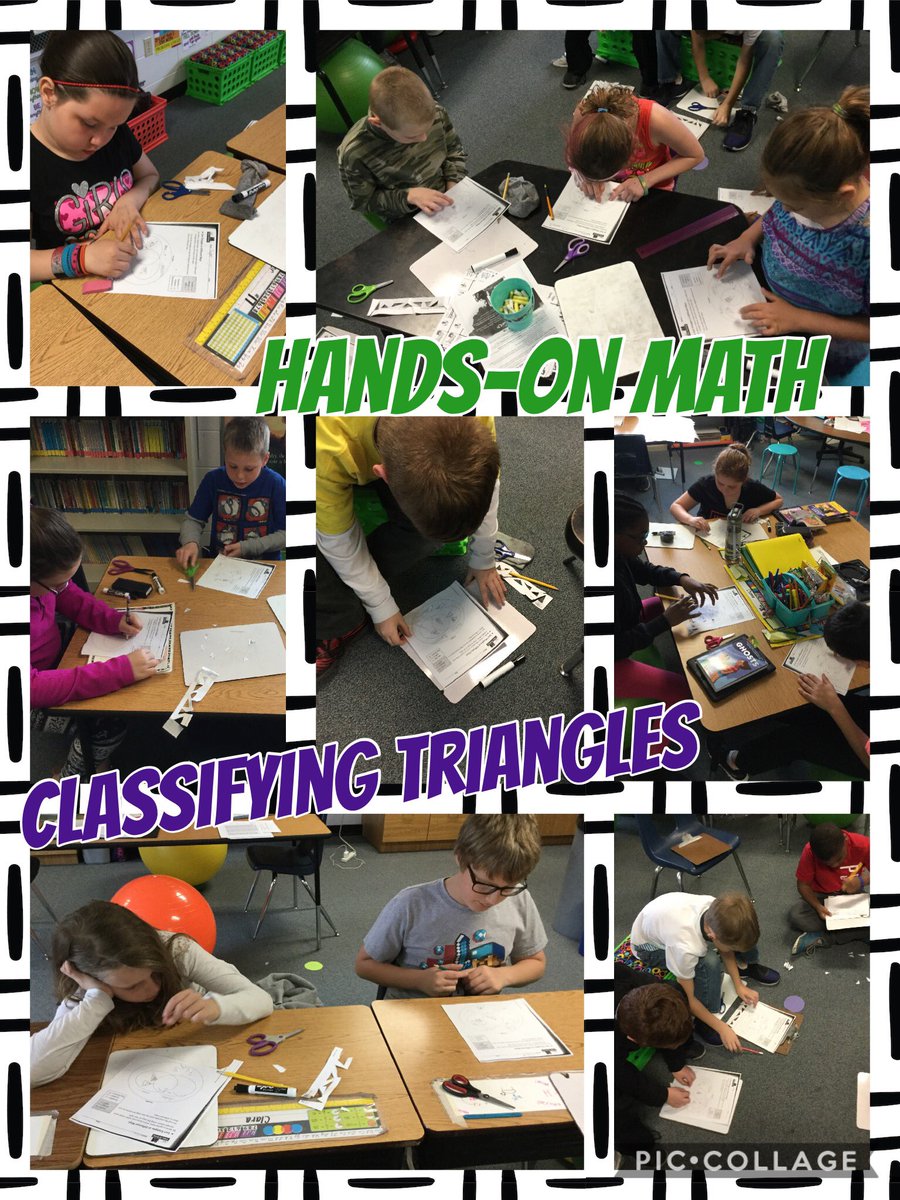 4thGradeKlaus's tweet photo. With hands-on math, student engagement increases 100%! We love classifying triangles! @HSSD @howard_huskies https://t.co/z3XespRLv4