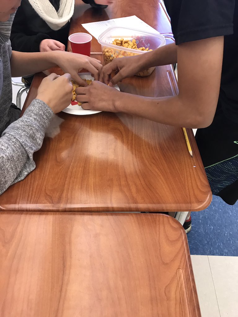 MrsLaBar's tweet photo. Go Fish 🐟 7th gr Ss estimating population #pohatpride #deliciousmath @PohatSchool https://t.co/jhrBJHrkM5