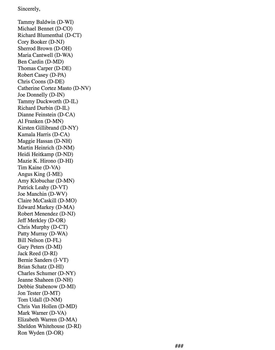 BraddJaffy's tweet image. All 48 members of Senate Democratic caucus write to McConnell asking him to drop Obamacare repeal efforts &amp;amp; work together to fix health care