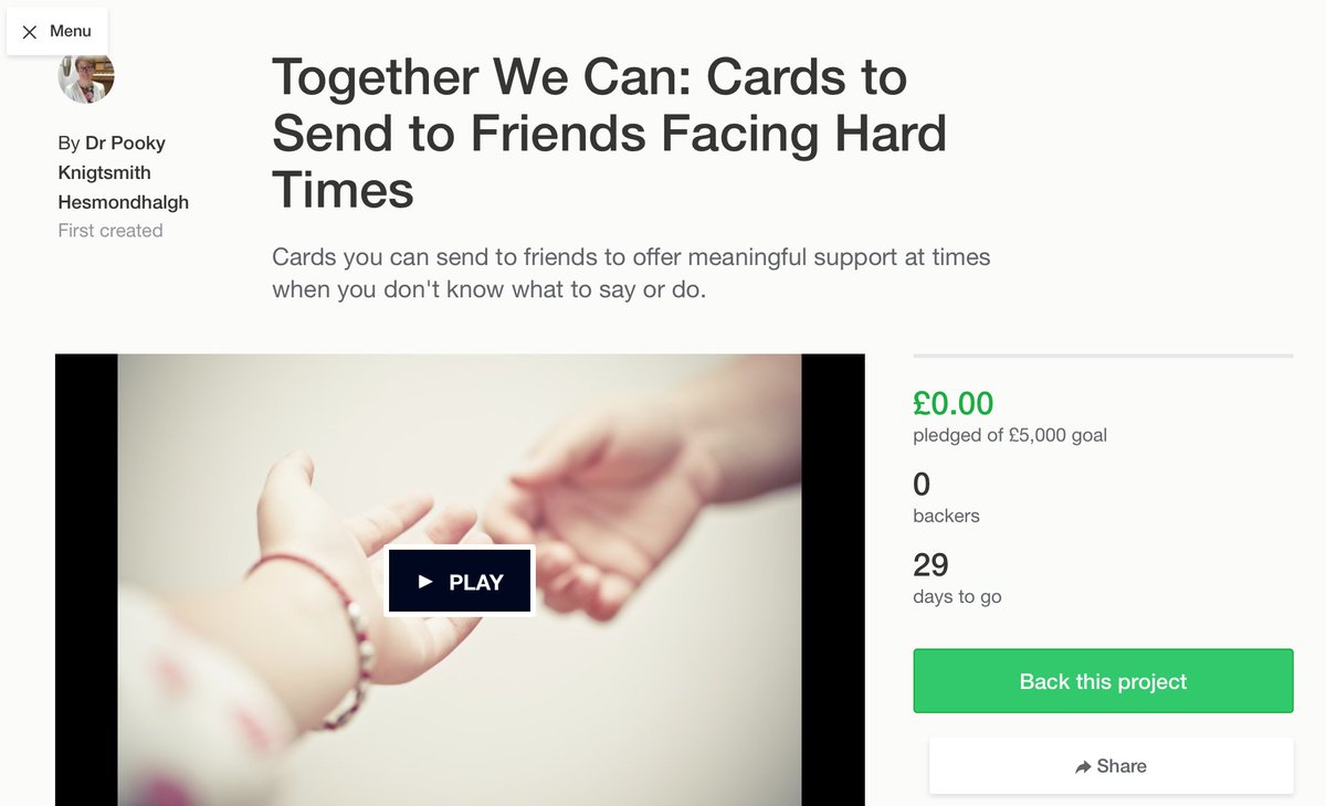 PookyH's tweet photo. Screw it, let's do it...
Who will be first to pledge &amp; RT our new @kickstarter #MentalHealth project: https://t.co/zz8niNPZL0 https://t.co/nlgplBlngQ