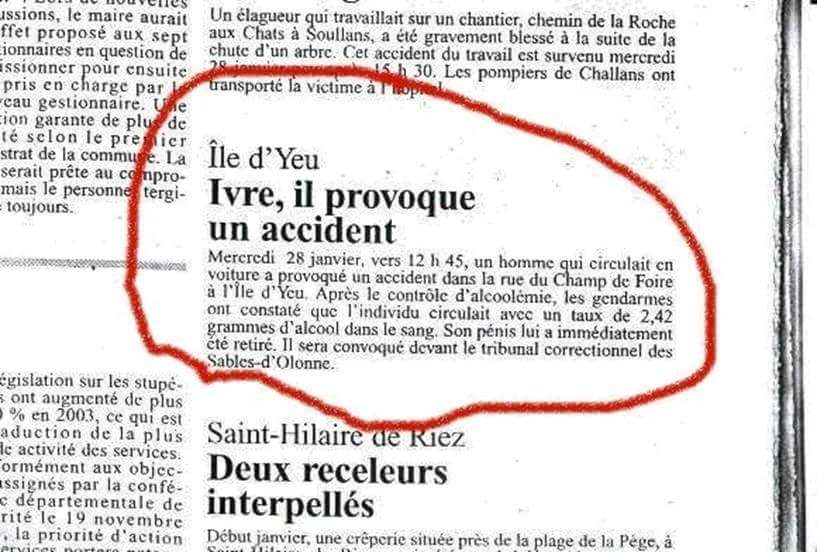 Connardeur's tweet photo. On ne plaisante pas avec la Loi sur l'Ile d'Yeu ! #JeConduisCommeUnConnard #Fail https://t.co/lq6oQWTWTY