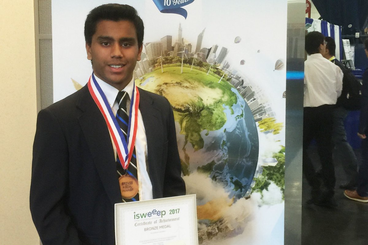 UnivSchool's tweet photo. Anish Ganesh'19 won a bronze medal for his pediatric tumor research. He presented to peers from 60 countries @ISWEEEP international olympiad https://t.co/1bxkC7ZSWZ