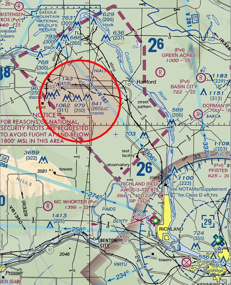 loftics's tweet image. Temporary Flight Restriction #TFR over #hanfordemergency