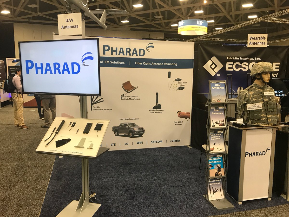 pharadoctane's tweet photo. Pharad's new display is ready for #Xponential2017!  Come by booth 536 to see our latest UAV and drone antennas. https://t.co/v9W8H4GlSt