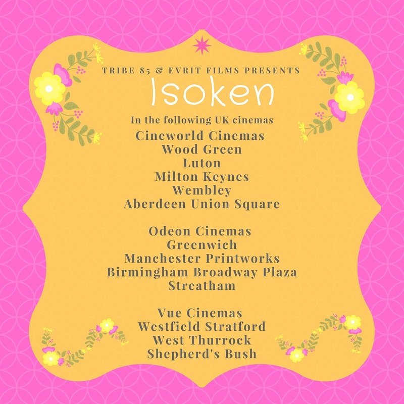 evritfilms's tweet photo. .@Sase_rae @theRealDakore @funkeakindele @iamjbenjamin @lydiaforson Here are all the cinemas who are showing #IsokenTheMovie 
Write the date down 
26th May 🇬🇧💪 https://t.co/542u8O4Sce