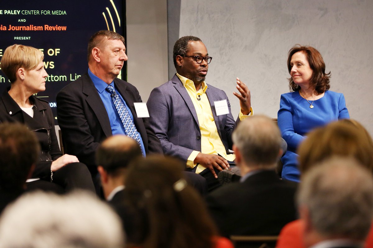 paleycenter's tweet photo. Missed our #FutureOfLocal News event? Watch the video now! Great speaker lineup from across country! https://t.co/vPLD8Usgt9 @CJR @knightfdn https://t.co/u0pKKyAewe