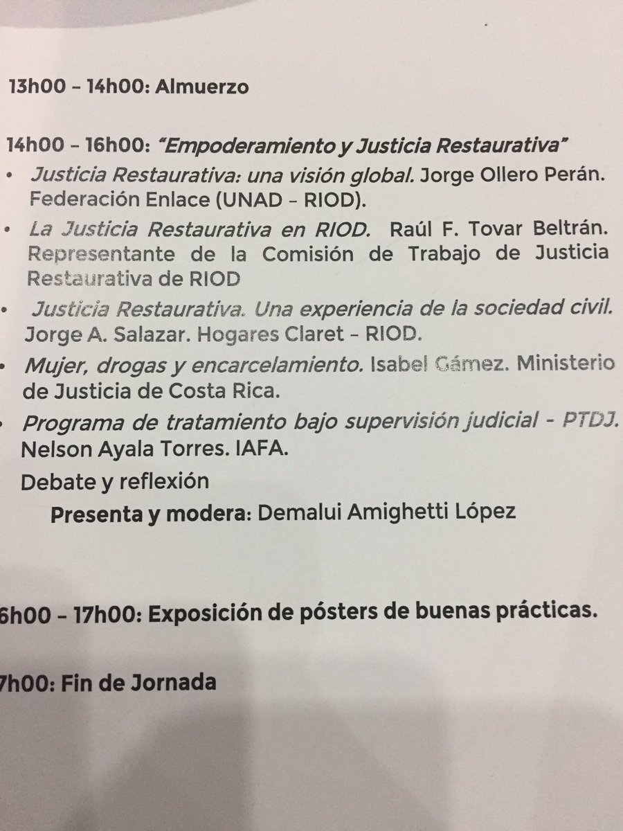 AuxiliadoraFer's tweet photo. #XIXRIOD @EMETarcoiris Buscando soluciones locales no podemos obviar la Justicia Restaurativa https://t.co/0KS7GKBYZo