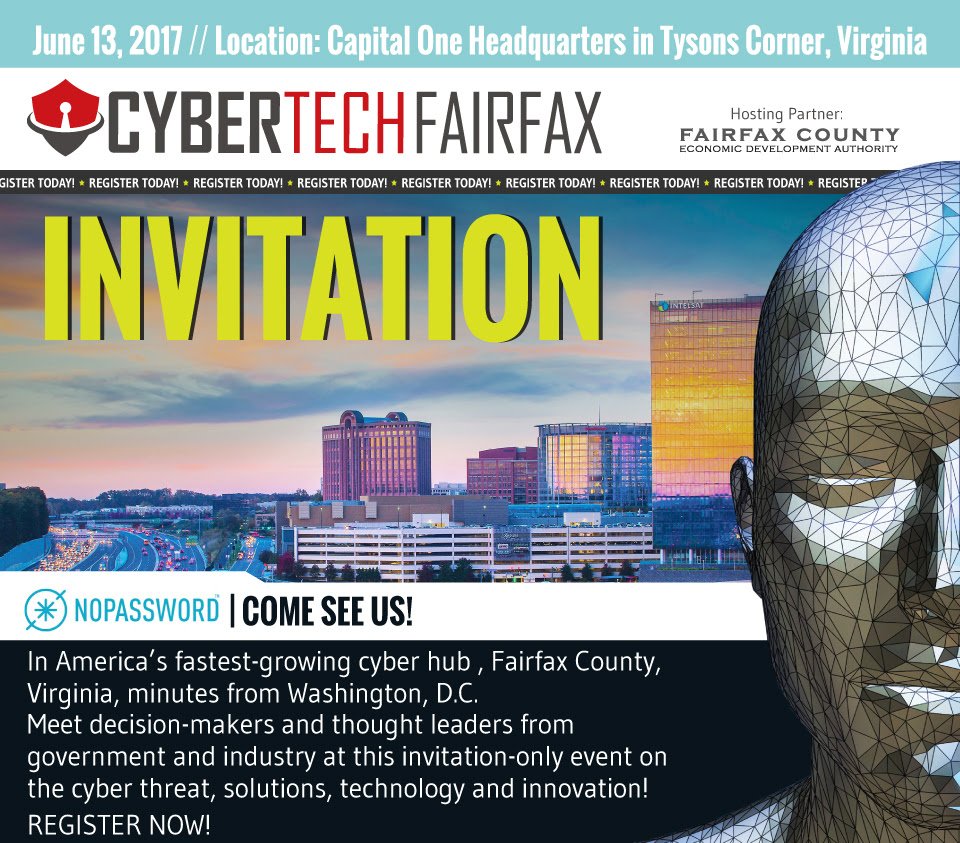 We are excited to exhibit at Cyber Tech 2017 in Fairfax. Register here <a href="/ID_Cybertech/">Daniel Isaac</a> #NoPassword #cybersecurity
lnkd.in/e3WK99v