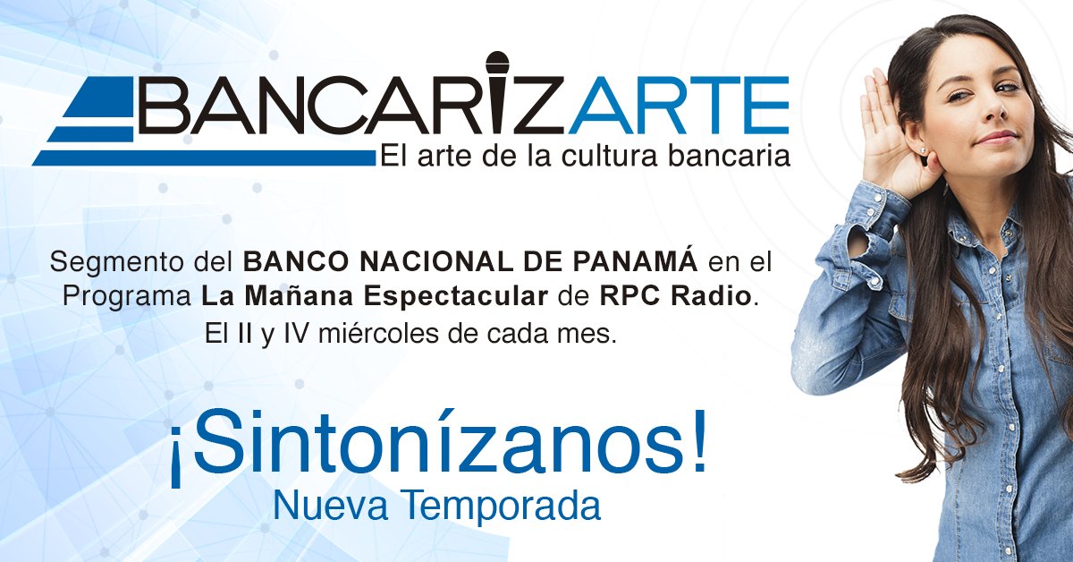 Sintoniza mañana por <a href="/rpc_radio/">Rpc Radio</a> #Bancarizarte de <a href="/banconalpa/">Banco Nacional de Panamá</a> y conoce la agenda cultural que estamos desarrollando.